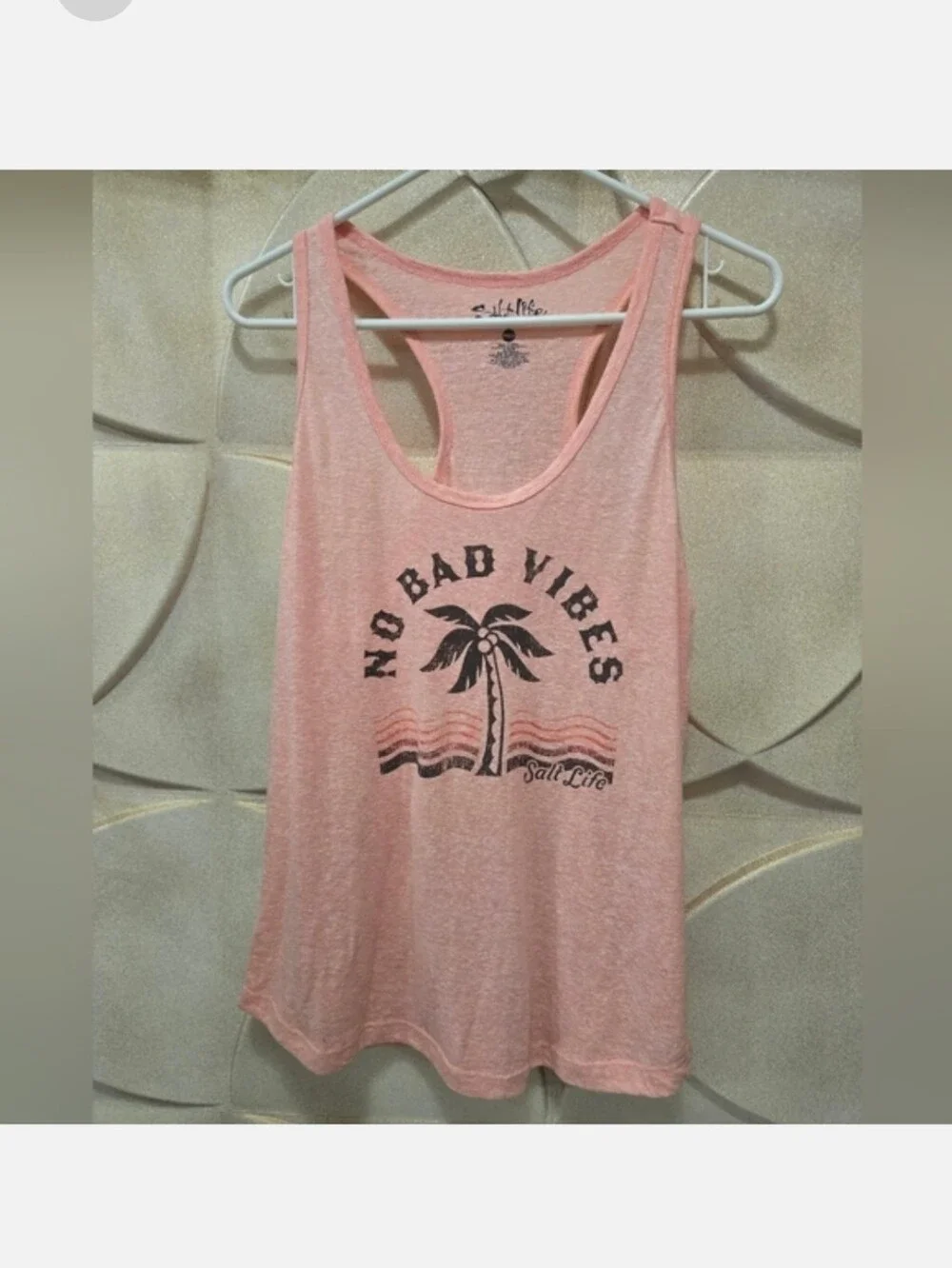 Salt Life Pink Tank with Black Palm Tree Graphic Size Medium NWOT